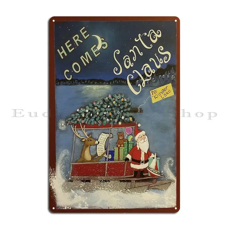 سانتا على المياه عائم سانتا مع الحصان زخرفة المعادن تخصيص اللوحات نادي حفلة تين تسجيل ملصق