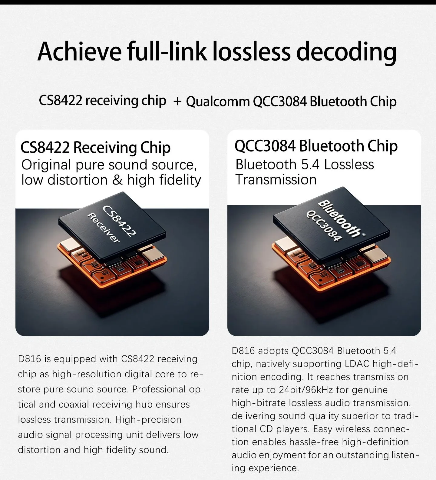 YJCO D816 High-Fidelity Digital HIFI Leistungsverstärker 300W*2 Bluetooth Verlustfreier Heim-Audio-Verstärker Galliumnitrid ACM8816 Chip – Detail 3
