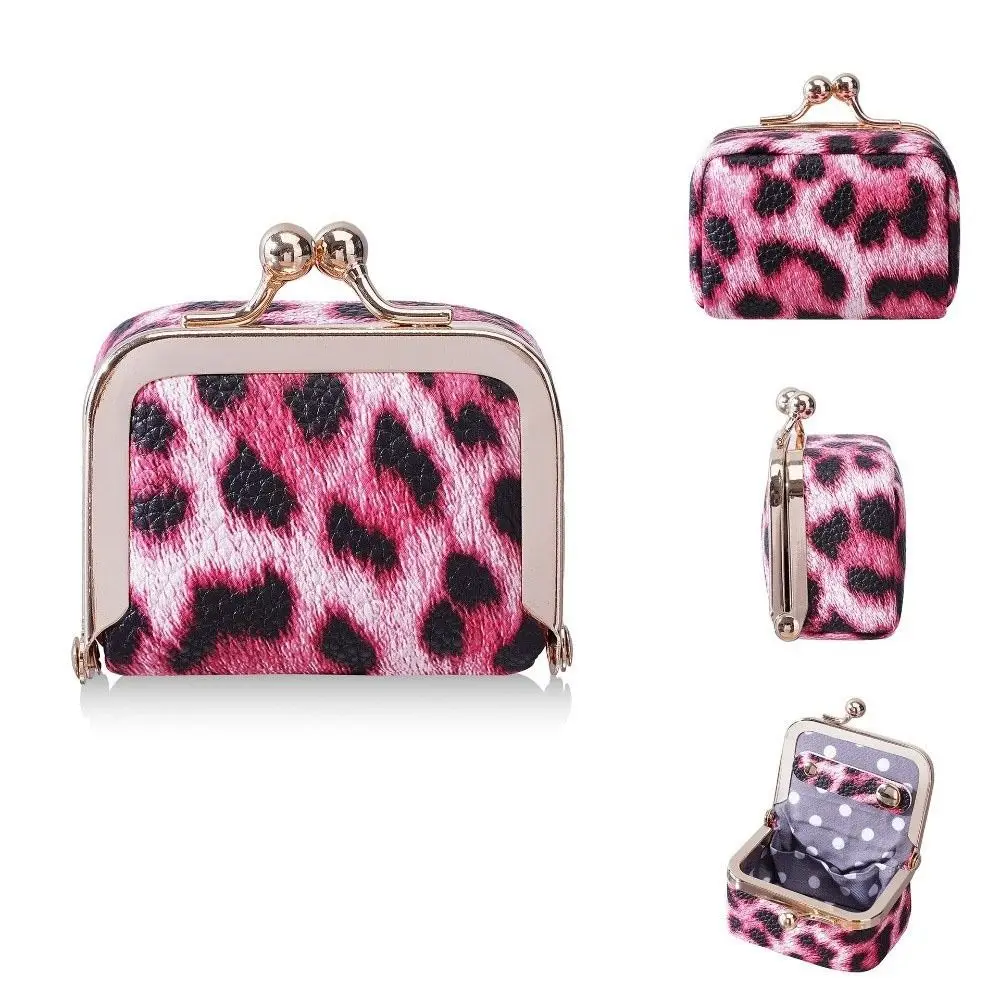 Einfache Geldbörse mit Leopardenmuster und Klickverschluss, quadratisch, aus PU-Leder, Schmucktasche, Mini-Geldbörse, Tasche für kleine Gegenstände, Schlüssel, Lippenstifte – Detail 4