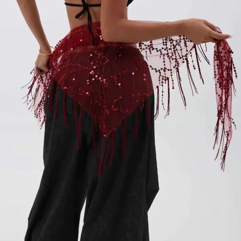 1 قطعة حزام الرقص الشرقي لتايلاند/الهند/العربية مثير الترتر شرابة وشاح الورك المرأة راقصة تنورة الخصر سلسلة تظهر ازياء 6 ألوان