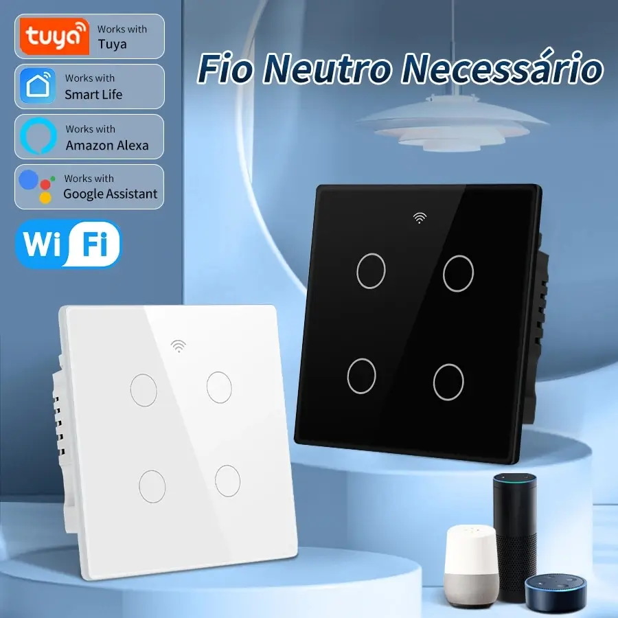 Brasile 4 x4 Tuya WiFi Smart Switch 110V 220V Touch Panel 4 Gang Timing Light Switch controllo APP lavoro vocale con Alexa Google Home