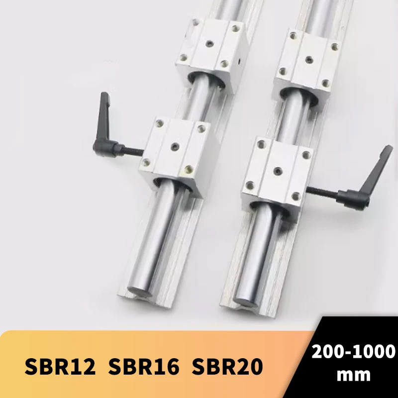 SBR Linear Rail SBR12 SBR16 SBR20 200-1000mm 2Pcs Linear Guide SBR10 Or SBR12 +4Pcs SBR16UU or SBR12UU Blocks For CNC 3D Parts