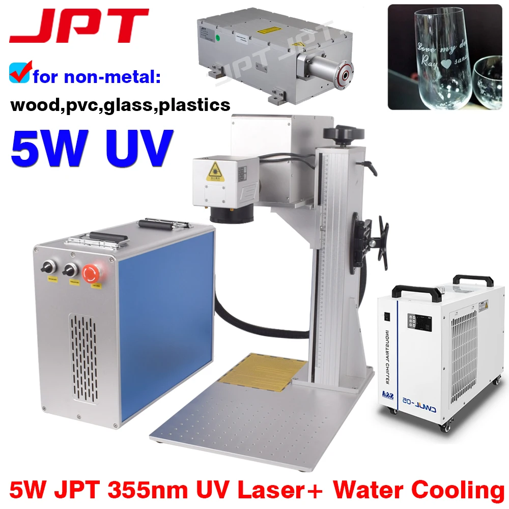 5W UV Fiber Laser Marking Machine JPT UV 5W Fiber Laser 355nm Non-Metal Engraving Machine for Glass Wood PVC UV Fiber Laser