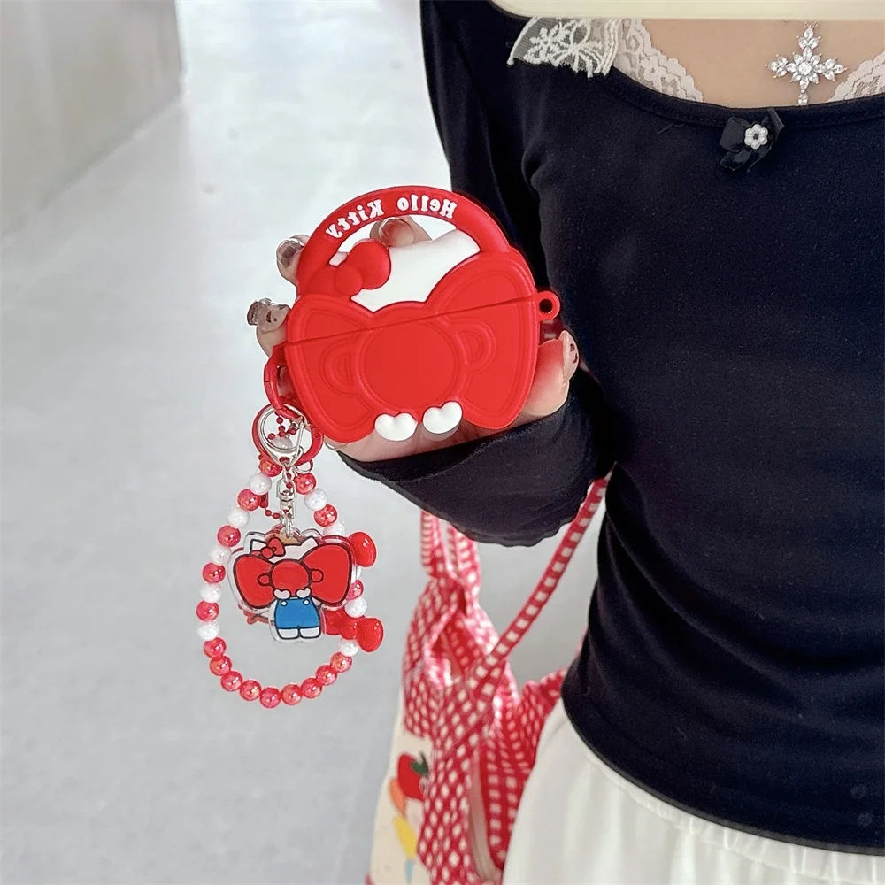 

Cute 3D Bow Handbag Hellokitty Headphone Case Cover for Apple Airpods 4 3 2 Pro 3 Pro 2 Earphone Case Silicone Protection Cover