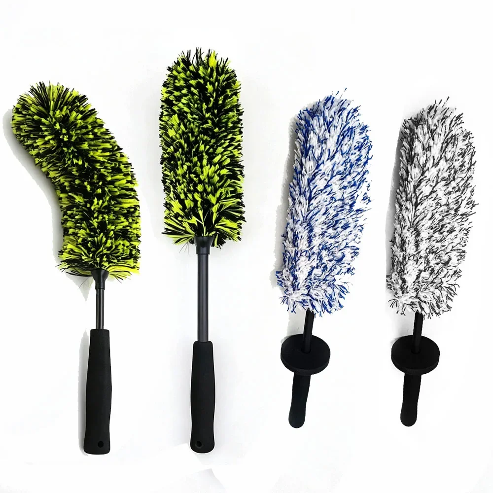 Microfiber‑Bristle Blend Ultra-Soft Cleaning, Washing and Detailing Cleaning Brush Tires Rims Bendable Wheel Brush