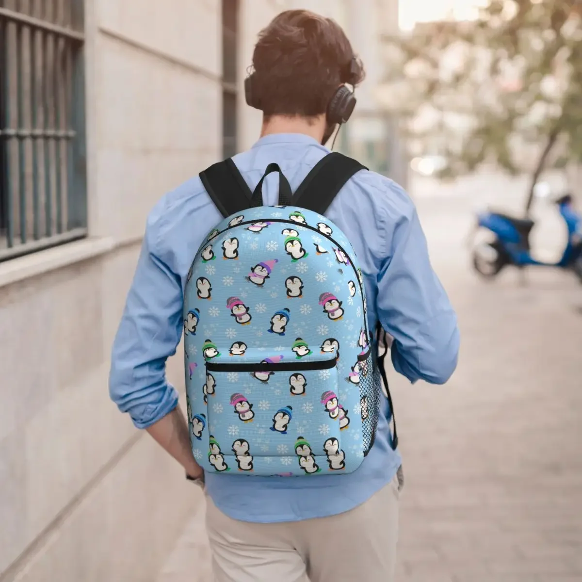 Playful Penguin Dance In Snow Student Backpack School Bag Hiking Travel Daypack for Boys Girls Bookbag Shoulder Bags