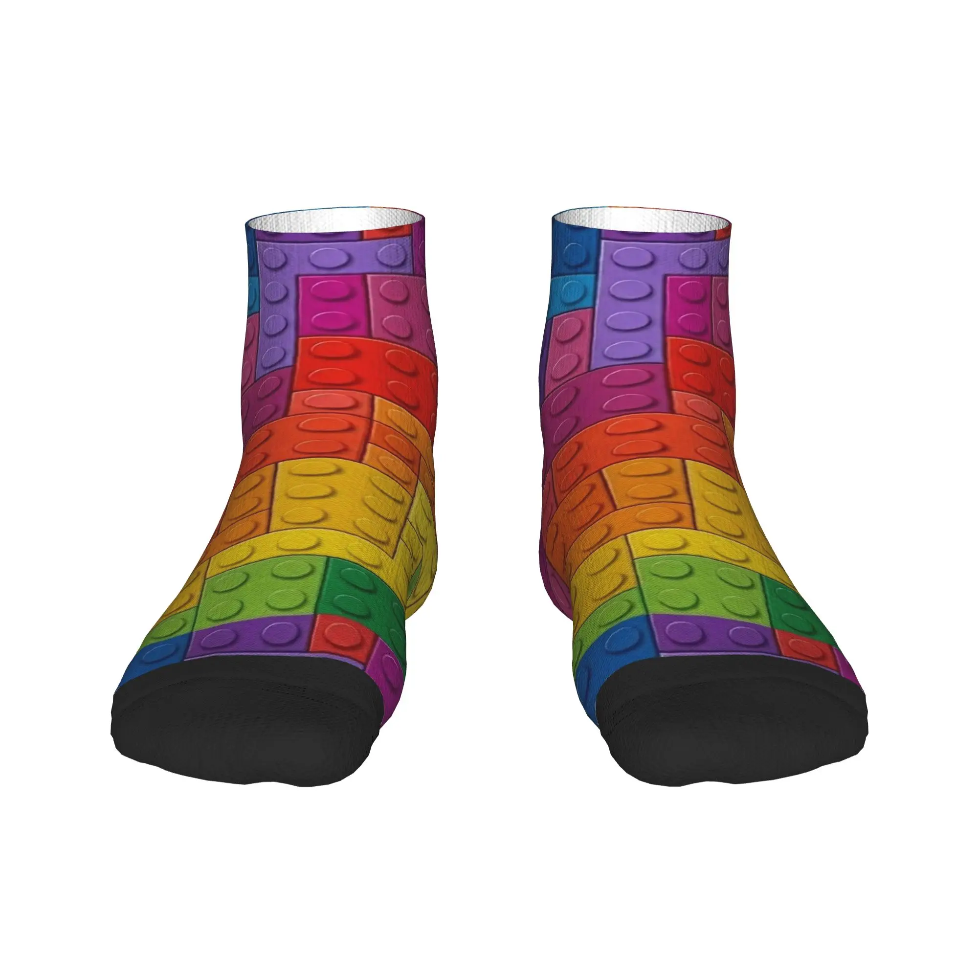 Building Blocks Construction Time Color Mix Ankle Socks  Anti-Slip Breathable Outdoor Socks For Men Autumn Trendy Design Sock