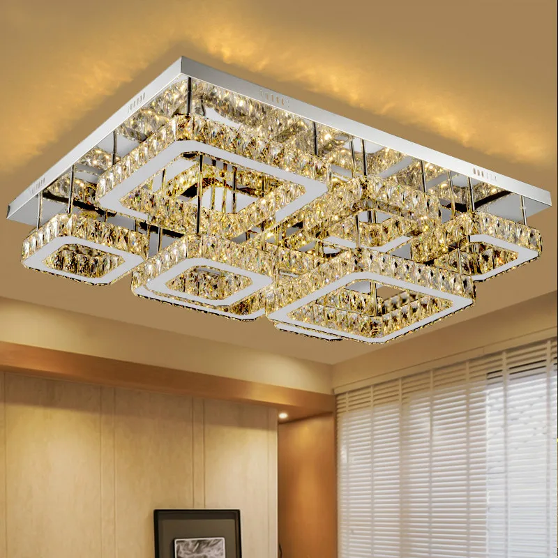 

Living Room Modern Luxury Lustre Ceiling Light K9 Crystal Luminaria Led Lamp Dimmable Chrome Lighting Lamparas