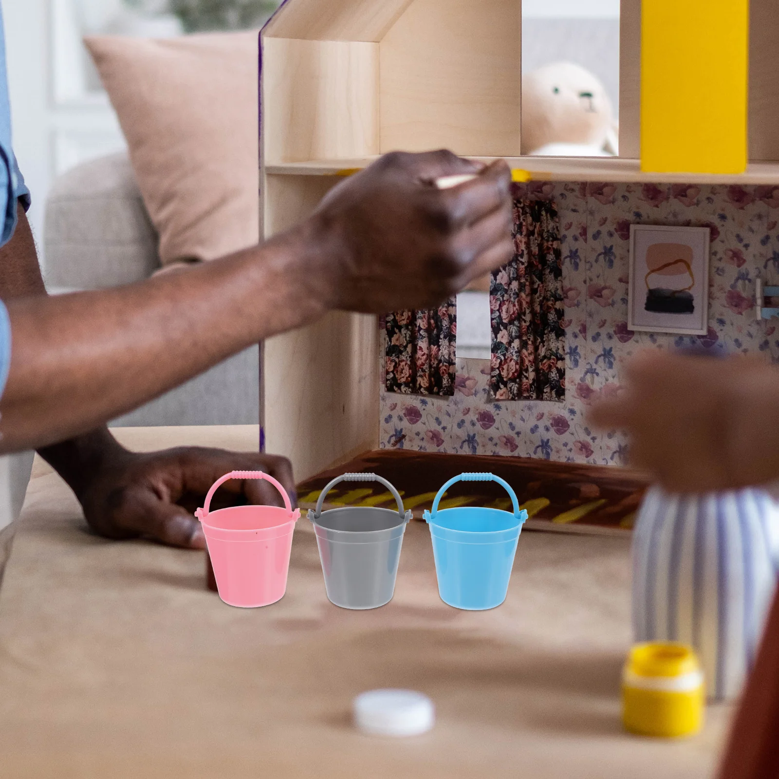 14 個ミニバケツ装飾クリーニングツールマイクロ風景リアルな DIY アクセサリー子供用バケツおもちゃシーン小道具