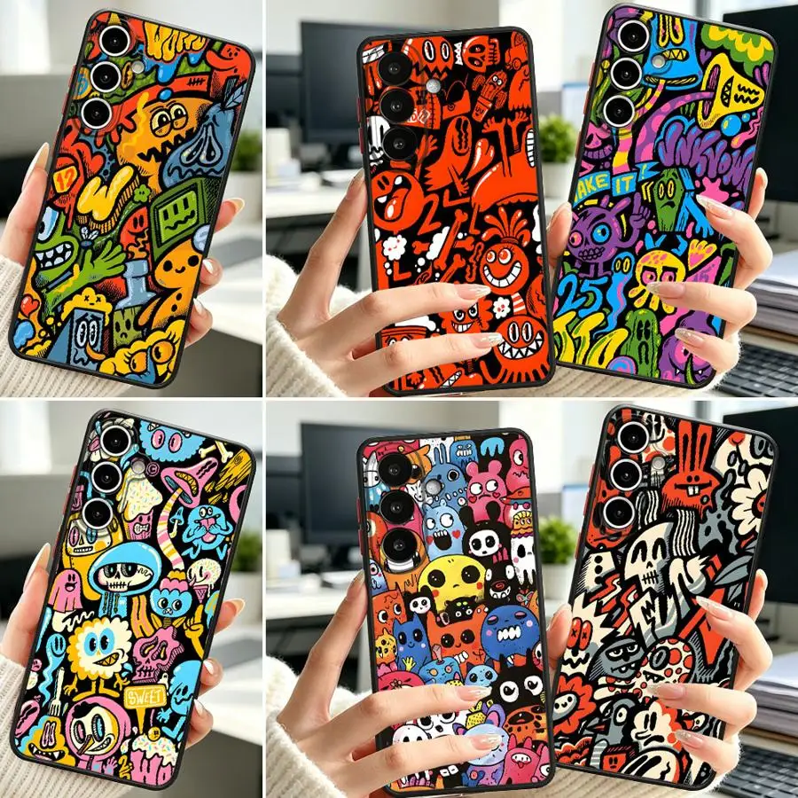 Cute Monster Graffiti Case for Samsung Galaxy A57 A34 A36 A17 A52 A33 A14 A23 A72 A35 A54 A53 A56 A55 A16 A15 Phone Cover