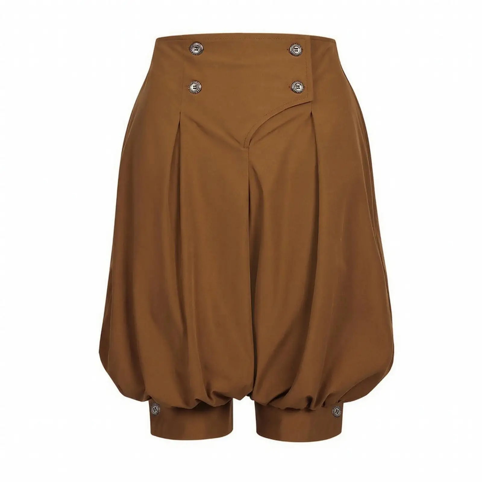 Pirate Style Harem Pants for Costume Events Polyester High Waisted Trousers with Pleated Design and Button Details for Stage