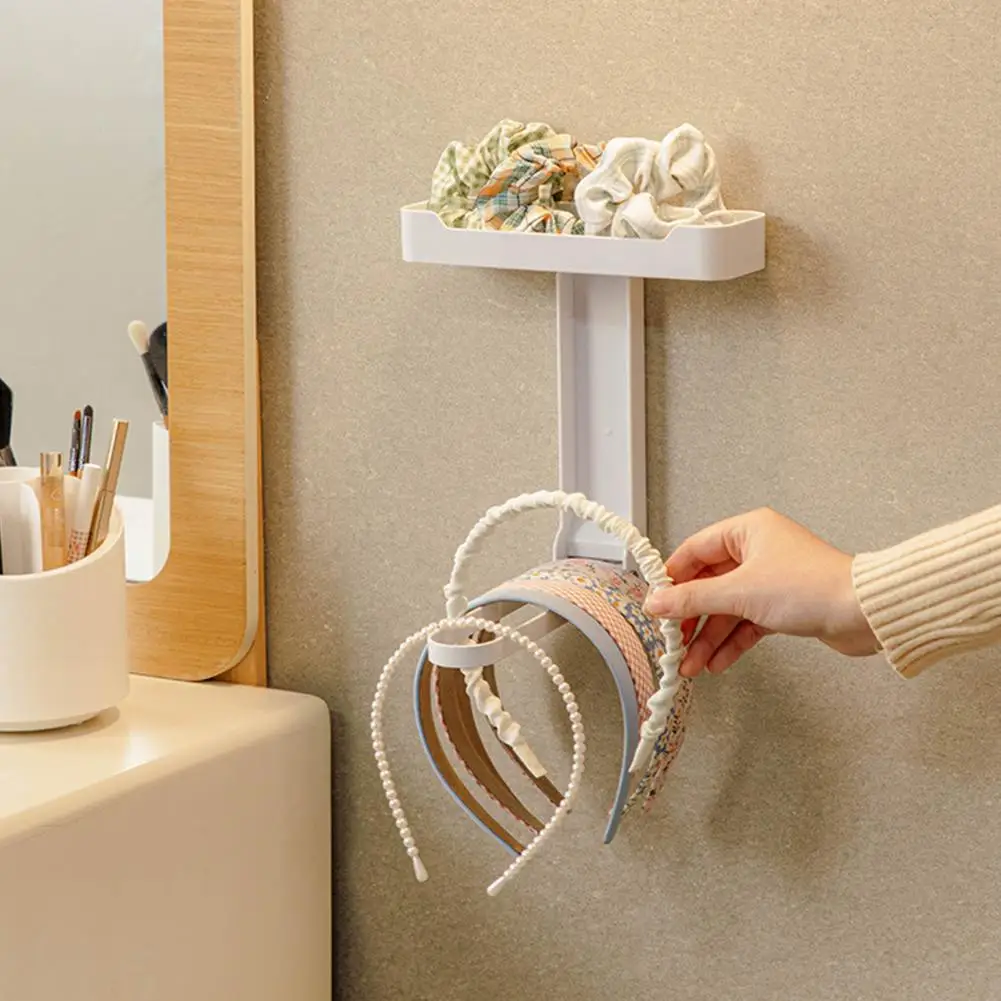 

Hair Accessory Holder with Rubber Band Slots Wall Storage Rack for Hair Accessories Double Layer Wall Mounted for Bedroom