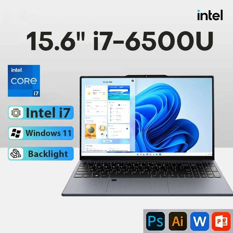 Computer portatile Intel Core I7 15.6 P da 1080 pollici PC 16GB DDR4 512GB 1TB SSD Notebook WiFi 6 retroilluminato tastiera fotocamera Laptop da gioco