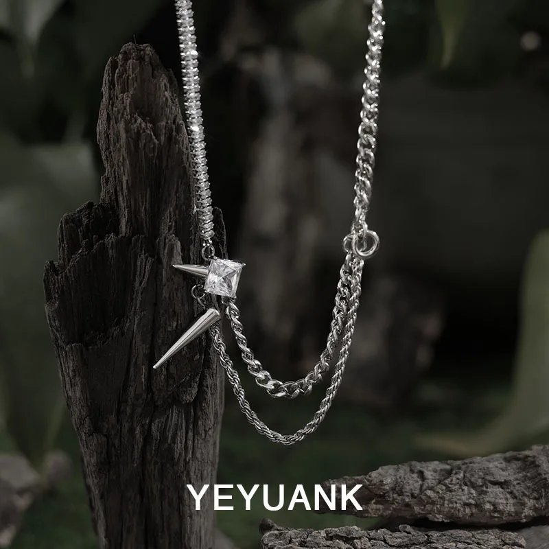 Exaggerated Hip‑Hop Light‑Luxury Punk Double‑Layer Zircon Necklace for Men & Women, Unisex Exquisite Party Jewelry Gift