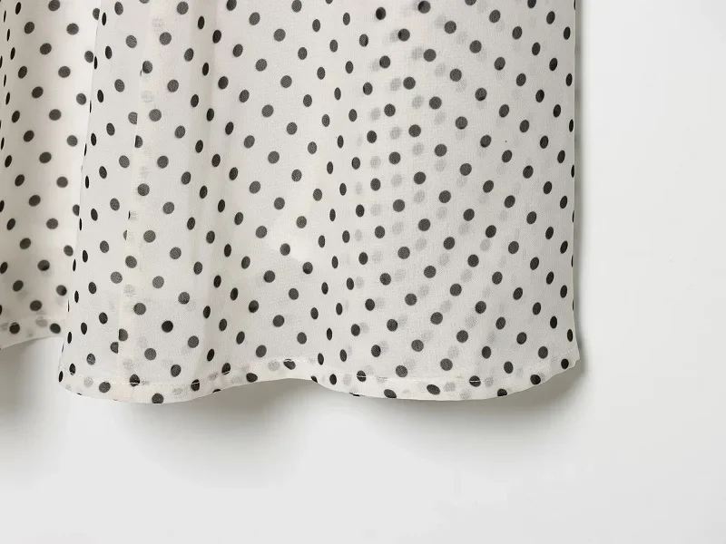 MUJER Polka Dot Blusen Damen Halbtransparente Blusen und Röcke Set Urlaubs-Strand-Tops für Frauen Langarm Casual Blusen – Detail 15