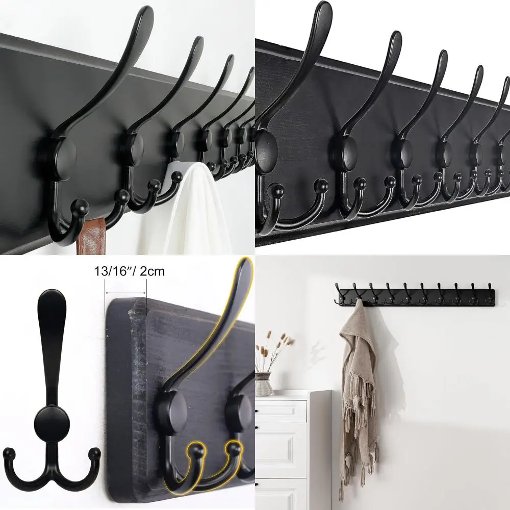 

Деревянная настенная вешалка в деревенском стиле с 10 тройными крючками, длина 38,3 дюйма, расстояние между отверстиями 16 дюймов, черная