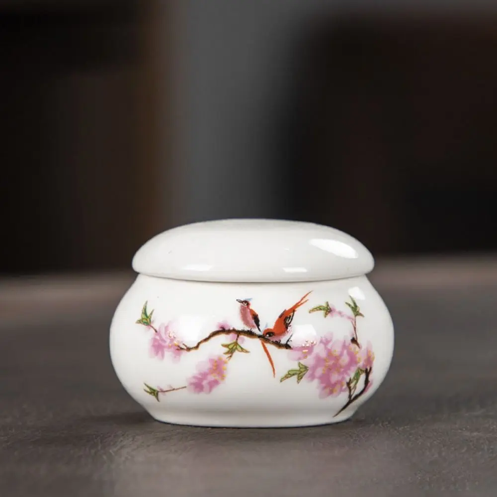 1Pc Vintage Glaze Ceramic Jars with Lid Portable Liquid Powder Ceramic Cup Moisture-proof Cosmetics Storage Container