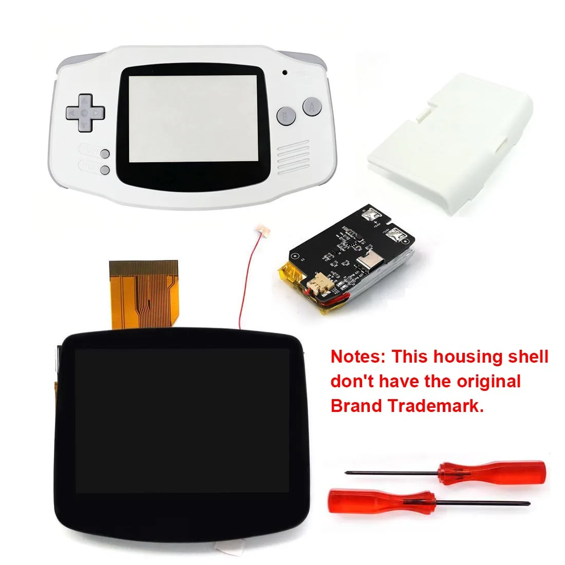 HISPEEDIDO Rechargeable for GBA V5 IPS HD 720x480 Drop-in Screen Kits No welding required Desaturation FRM OSD w/Shell image 3