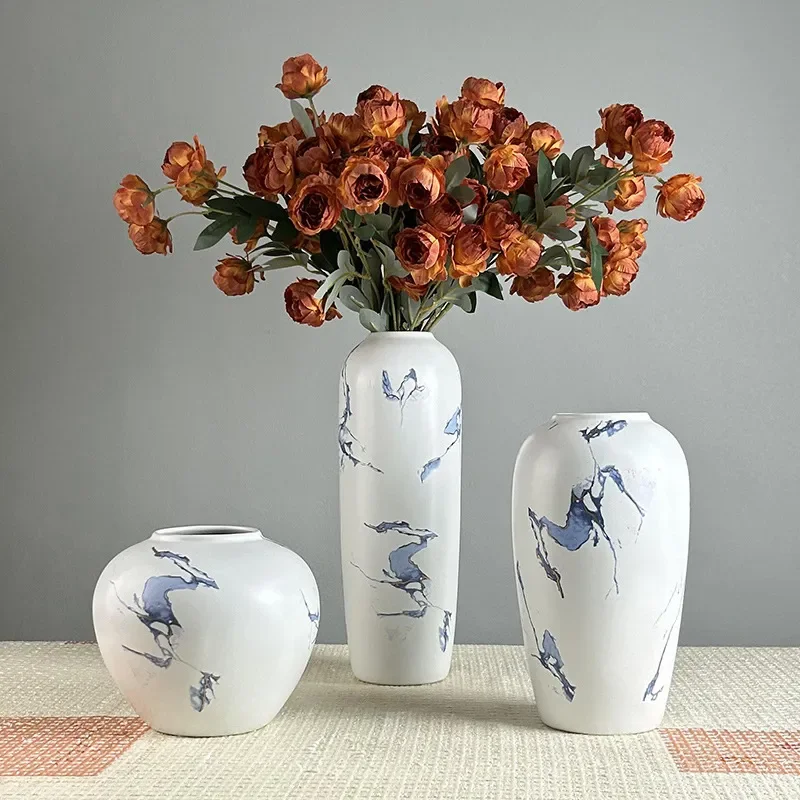 Modern Simple Jingdezhen Ceramic Vase for Home Decor Living Room Dining Table TV Cabinet Water Flower Arrangement Ornament