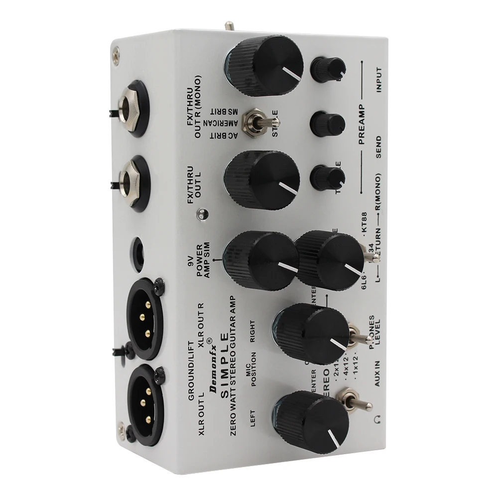 Demonfx SIMPLE Guitar DI Box Effect Pedal Preamp Simulator,Power Amp Simplifier Pedal Stereo Cab Simulator