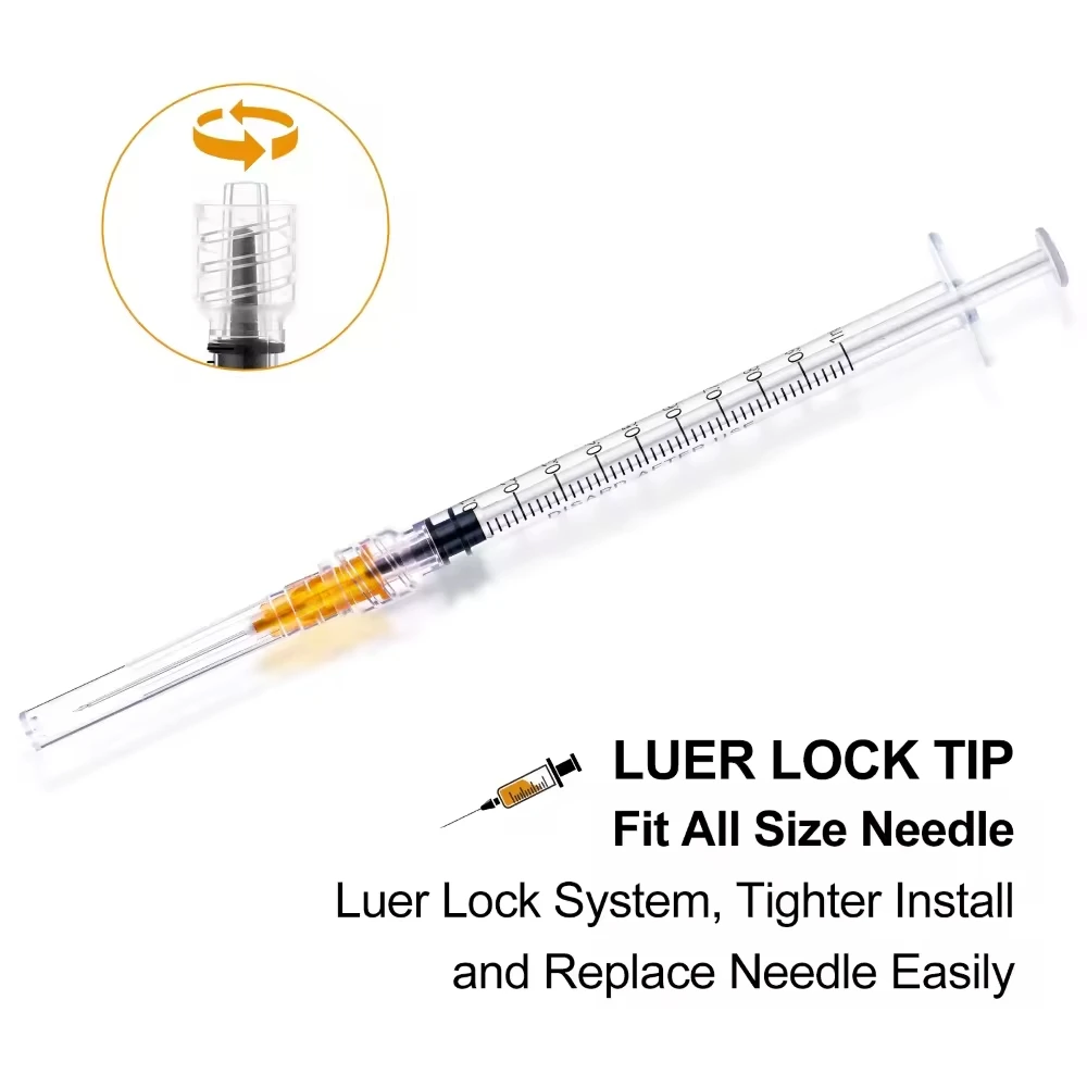 Seringue Luer Lock stérile de 1ml, seringues industrielles de 1ml avec aiguille de 25Ga de 1 pouce pour laboratoire scientifique, remplissage de liquides, 10 pièces/20 pièces