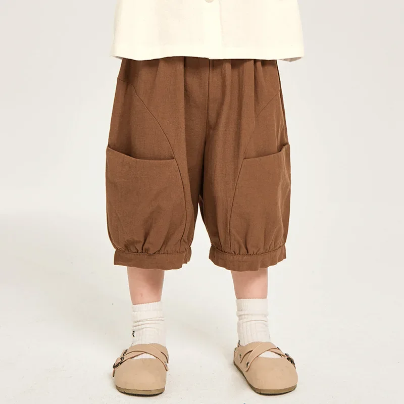 Boys Pants 2026 Summer New Childrens Clothing Korean Style Boys Baby Fashion Thin Lantern Pants Casual Simple And Daily