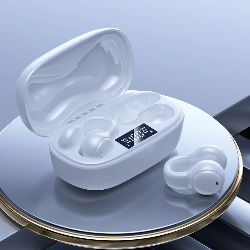 Nuevo tipo de auriculares inalámbricos Bluetooth, auriculares de silicona suave con clip HIFI no intrauditivos, cómodos de usar, batería de larga duración