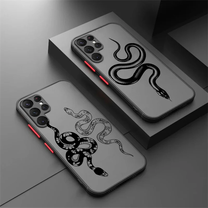 

Snake Fierce Popular Art Frosted Translucent For Samsung Galaxy S24 S23 S22 S21 S20 FE S10 S9 S8 Plus Ultra Pro 5G Cover