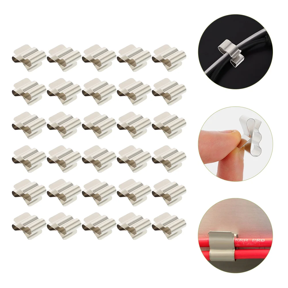 30 Pcs Photovoltaic Cable Clamp Ship Clip Pv Trailer Wire Clips Spring Solar Stainless Steel Module