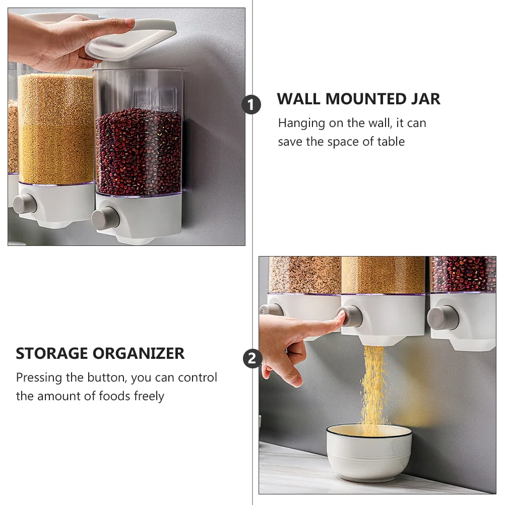 

Wall Mounted Storage Jar Container for Coarse Cereal Coffee Food Grain Abs Transparent Wide Mouth Dustproof