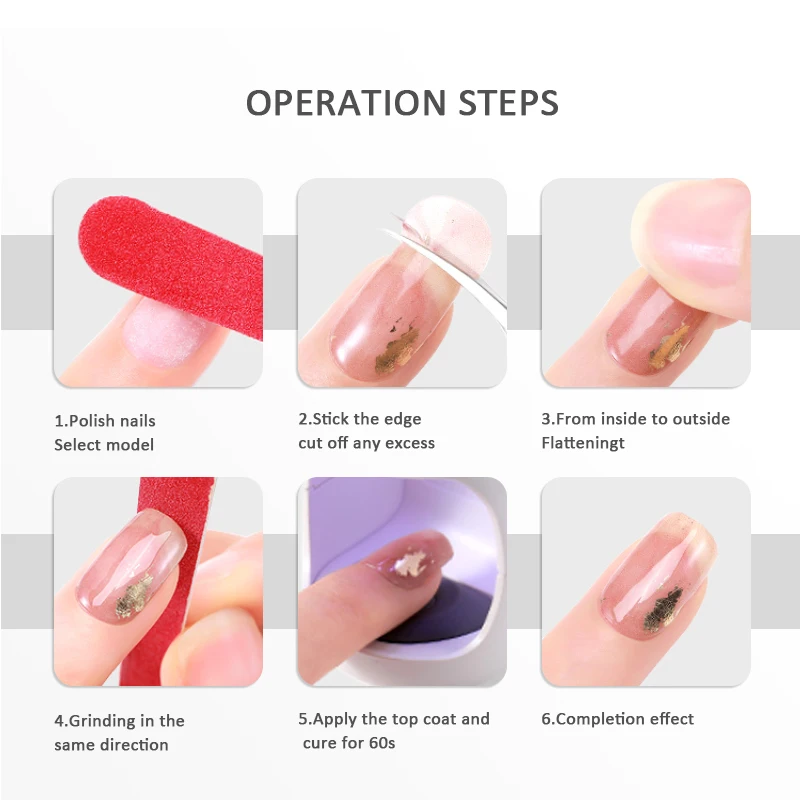 22Tips Nude Halb-ausgehärtete Gel Nagel Patch Slider Kleber Wasserdichte lange anhaltende Aurora Full Cover Gel Nagel Aufkleber UV Lampe Benötigt – Detail 4
