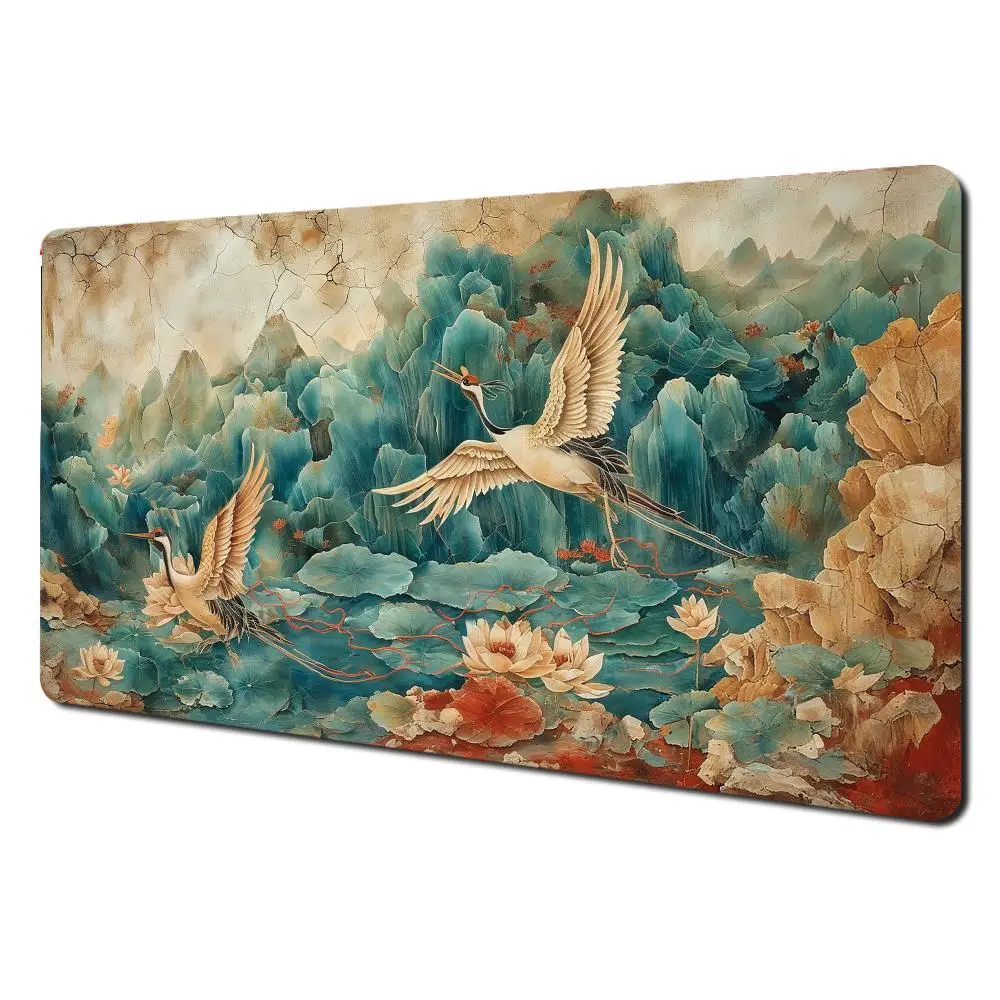 

Chinese style crane lotus Mouse Pad Large Extended Pads Gaming Non-slip Computer Laptop Tablet Mat Mini Table Cushion PC Playmat