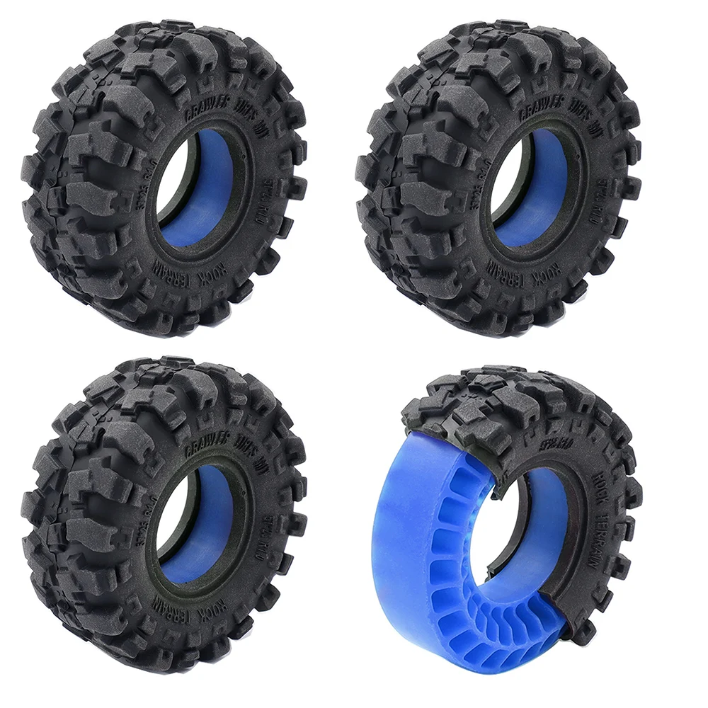 

RAFLOT Super Soft 1.0 Inch Tire 57 * 25mm Muddy Swamp Tire with Blue Silicone Rubber Inserts for TRX4M SCX24 1/18 1/24 RC Car