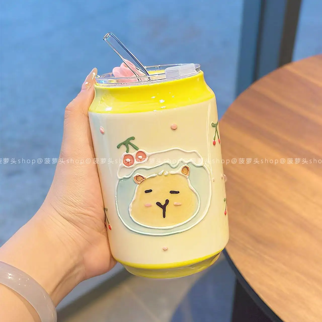 creative-high-beauty-ceramic-cup-with-lid-straw-ins-style-cute-hello-kitty-large-capacity-can-style-lamb-coffee-milk-cup