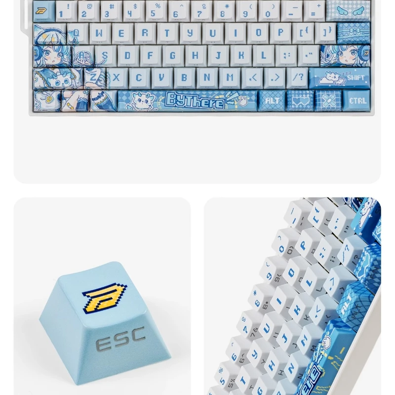 Original Tide Game Theme Keycaps Anime 138 Keys PBT Dye Cherry Profile Custom Transparent Keycaps for Mechanical Keyboard Gifts