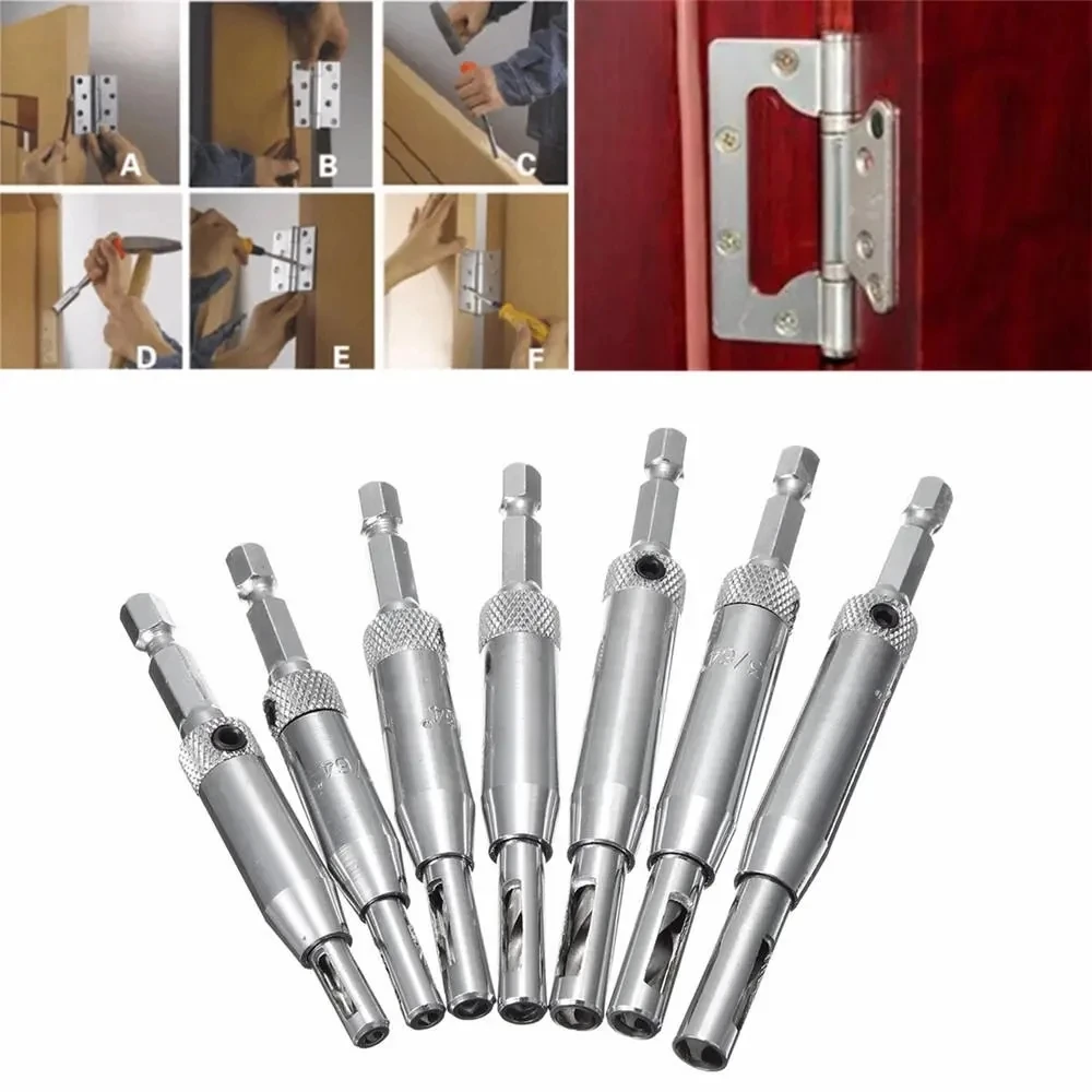 1pcs HSS Self Centering Hinge Drill Bit Door Window Cabinet Woodworking Hole Puncher Wood Reaming Tool Countersink Drill Bits