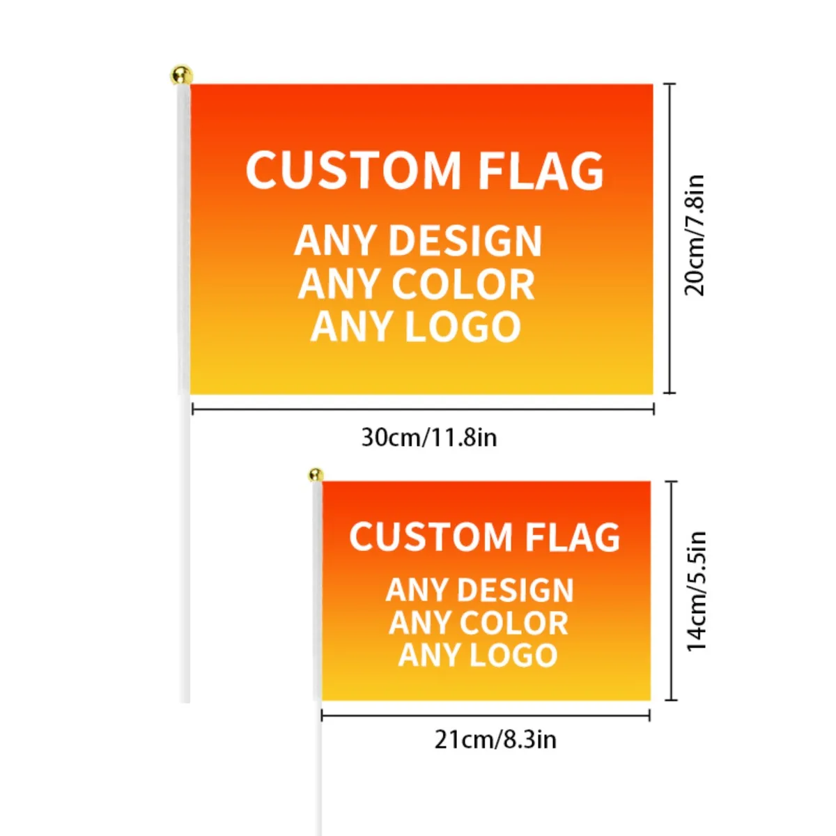 Custom Handheld Flag 14x21cm Personalized Photo Text Logo Stick Flag for Team Events Parade Party