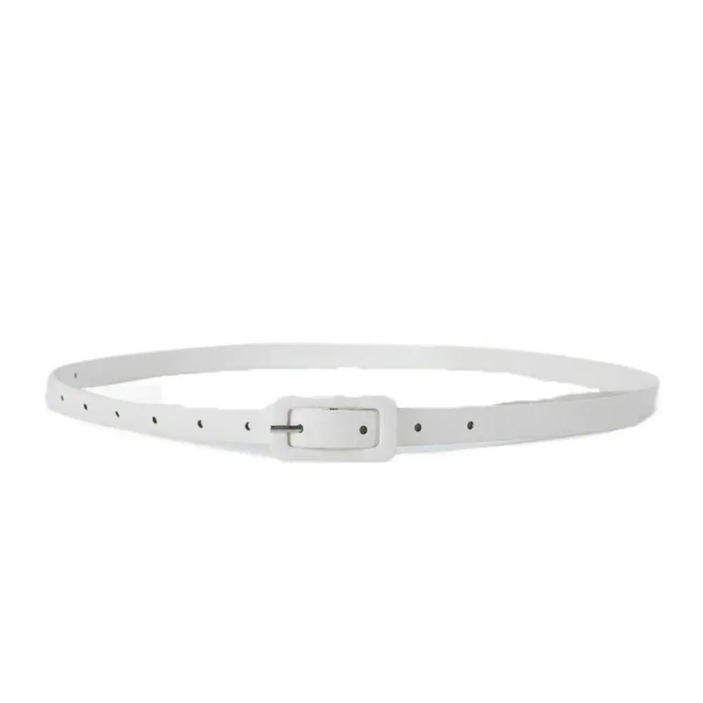 

Simple Metal Buckle PU Leather Belt Korean Style All-match Thin Waist Belt Trouser Decor Slim Side Candy Color Waistband Outdoor