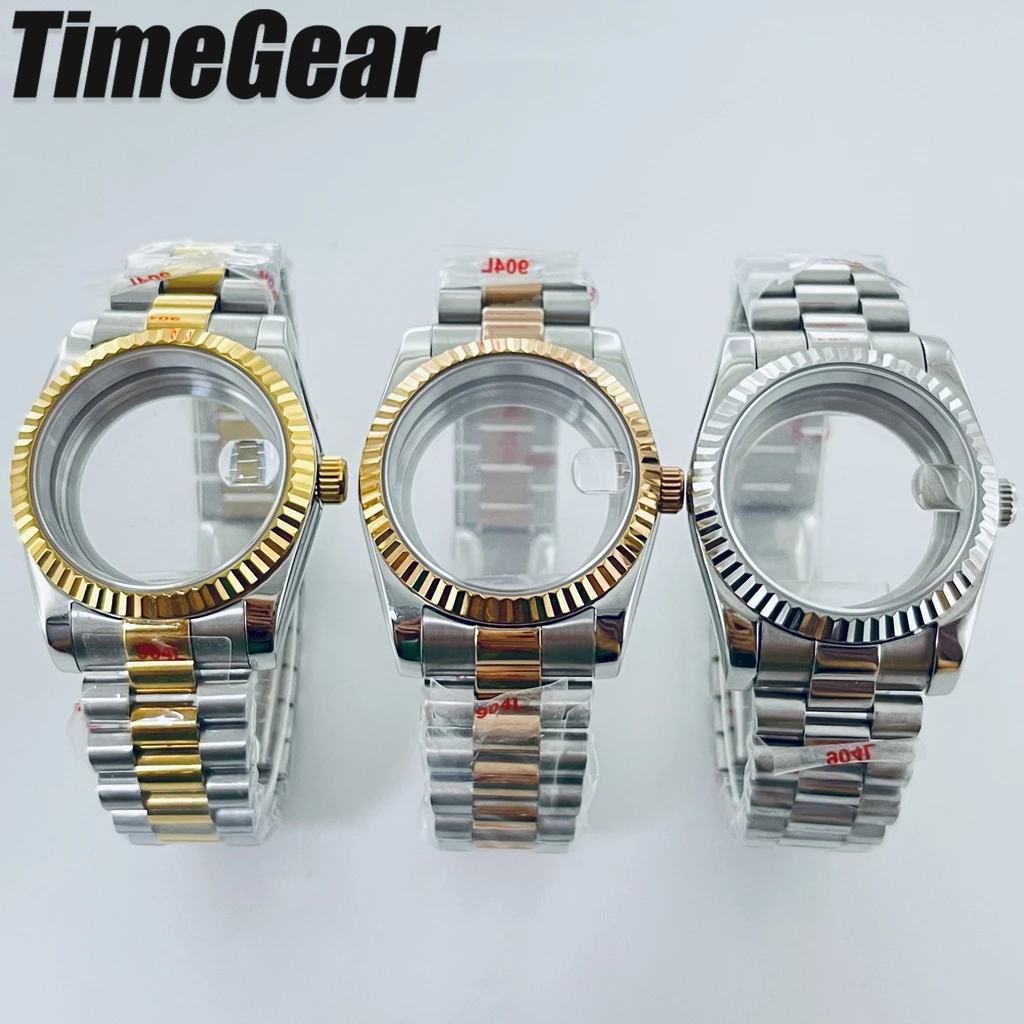 Boîtier de montre NH35 36mm/40mm, bracelet présidentiel argent/or rose pour mouvements NH34 NH35 NH36 NH38 NH70 NH72 ETA 2824 PT5000