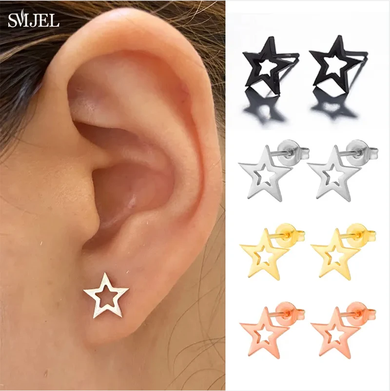 Women's Stainless Steel Mini Stud Earrings, Geometric Design