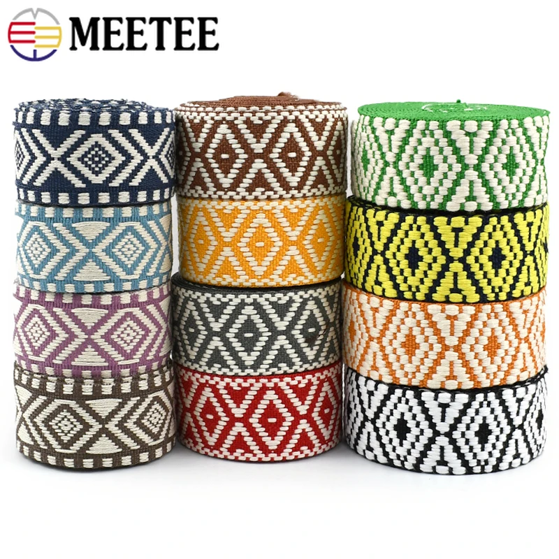 

3/5/10M Meetee 38mm Jacquard Webbing Strap To The Meter Ribbon Bands Bag Clothing Decorative Braid Tape DIY Sewing Accessories