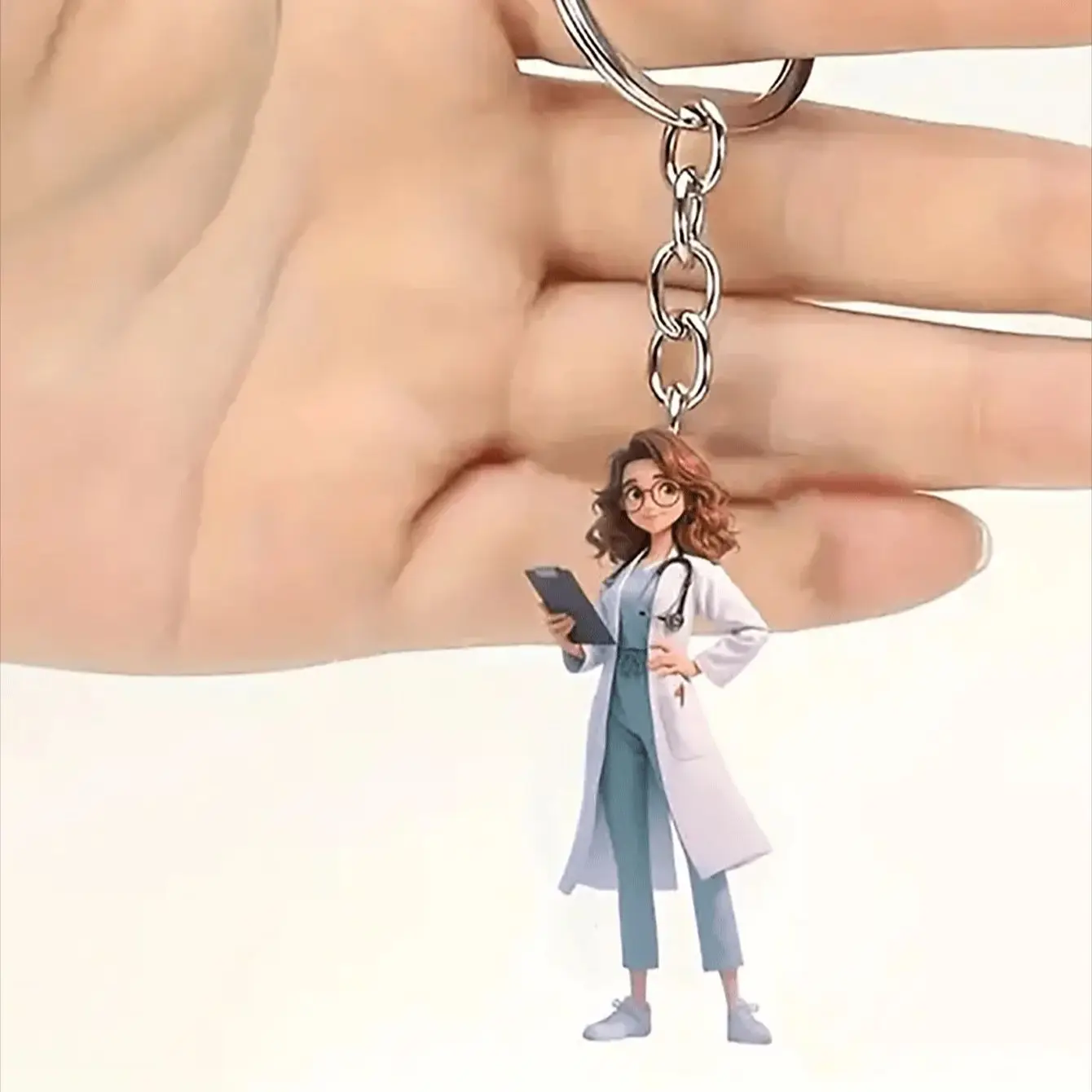 1 pieza de llavero de médico femenino, llavero de médico de estilo minimalista, regalo para profesionales médicos, colgante de accesorio de bolsa