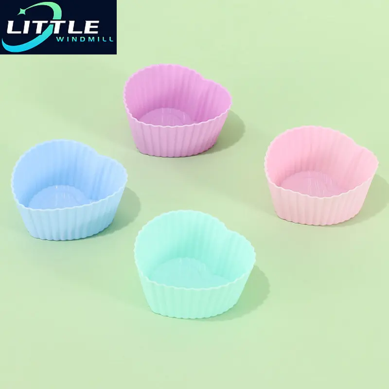 

5pcs Heart-Shaped Muffin Cup Silicone Cake Mold Love Egg Tart Handmade Soap Mould Kitchen Bakeware Chocolate Baking Tool
