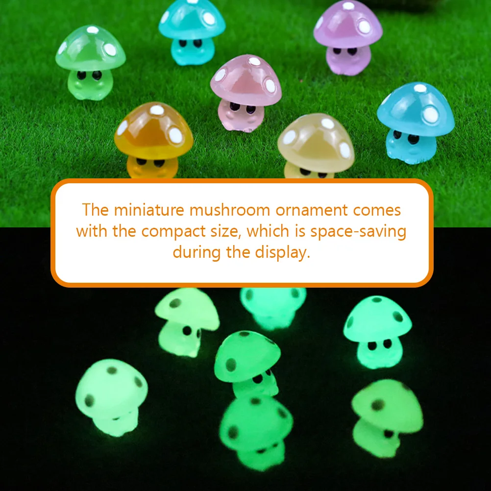 35 Pcs Luminous Mushroom Miniature Plant Decorations Pots Tiny Figurines Model Mushrooms for Crafts Lamp Small