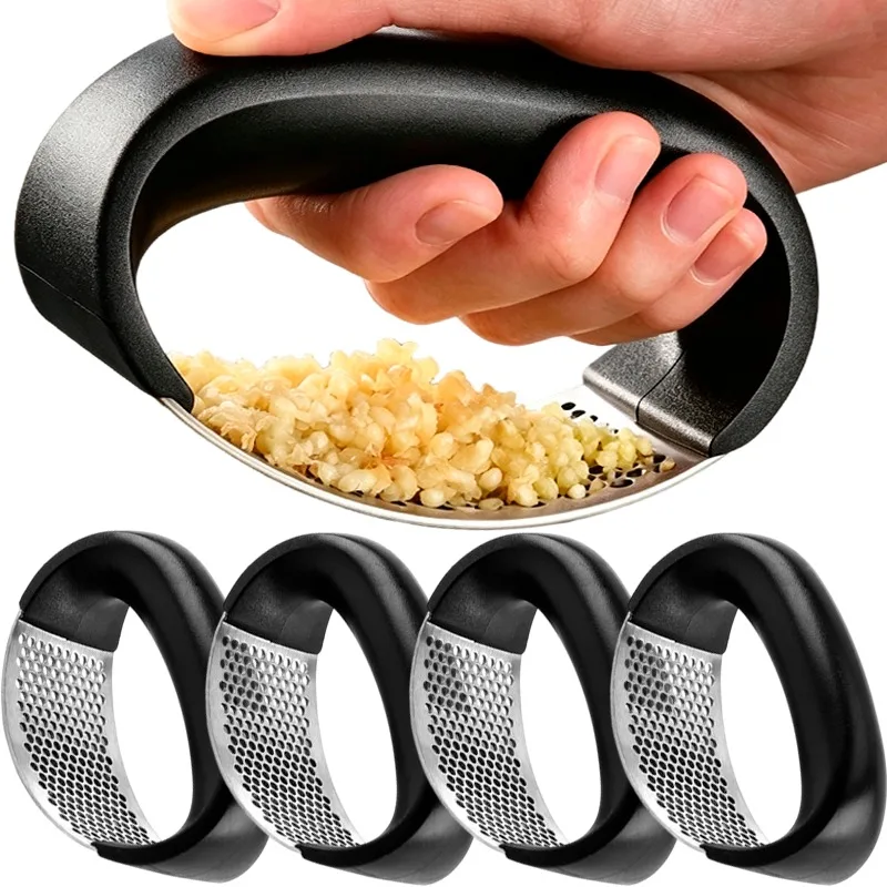 Garlic Puree Grinder Crusher Manual Mincer Stainless Steel Chopping Tools Easy Squeeze Loop Handle Design Kitchen Gadgets