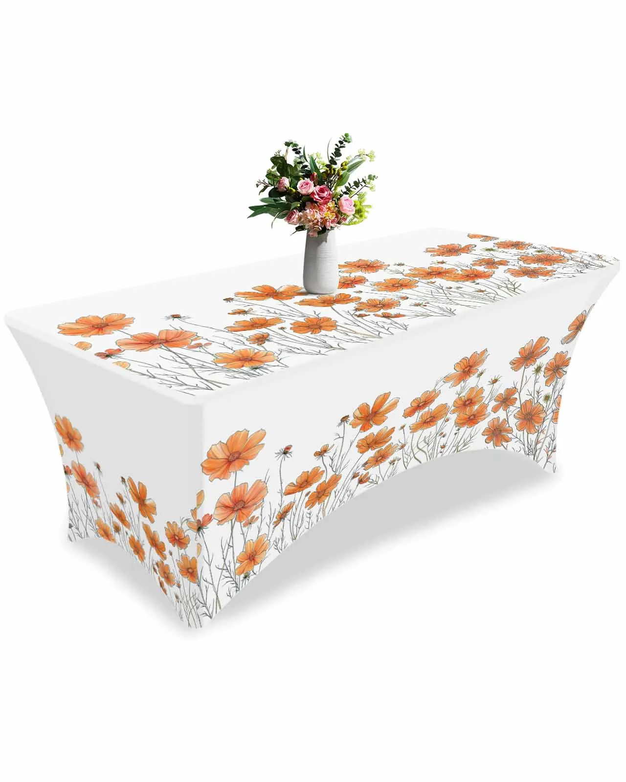 Minimalist Flower Watercolor Chrysanthemum High Stretch Tablecloth Wedding Party Decor Print Table Cover Outdoor Table Cloth