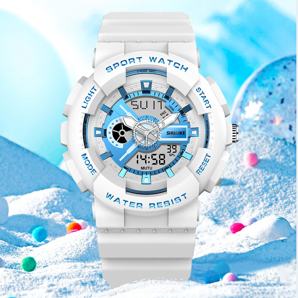 Youth Fashion Cool Watch LED Light Digital Anti Shock, Anti Drop, Waterproof Men's and Women's Watches World Time Clock