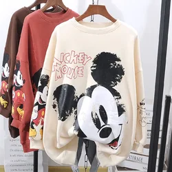 Women Hoodie cartoon Print Letter Printing Casual Long Sleeve Loose Autumn Fashion Female Tops Round Neck Streetwear