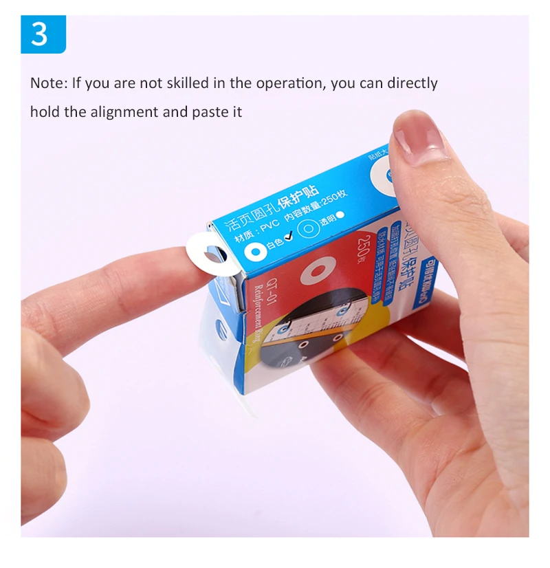 250 Labels Self-Adhesive Hole Punch Protector Loose-Leaf Paper Hole Reinforcement Labels Round Stickers for Office Supplies