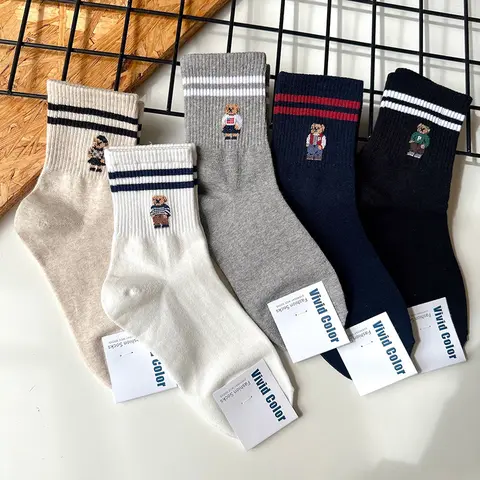 Good Quality Cartoon Elegant Lady Bear Women's  Cute Socks Cotton Harajuku Style Woman Novelty Breathable Sox Christmas Gifts